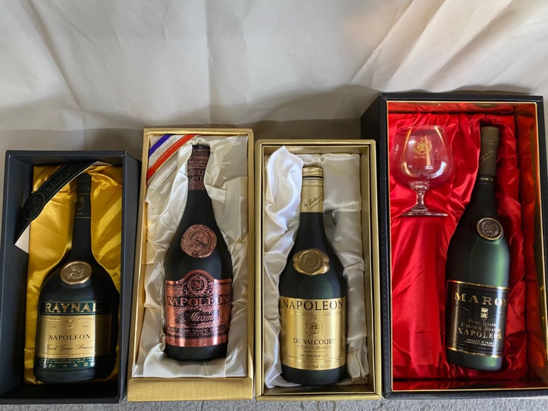 未開栓 ナポレオン ブランデー 4本セット グラス付 飲料・酒