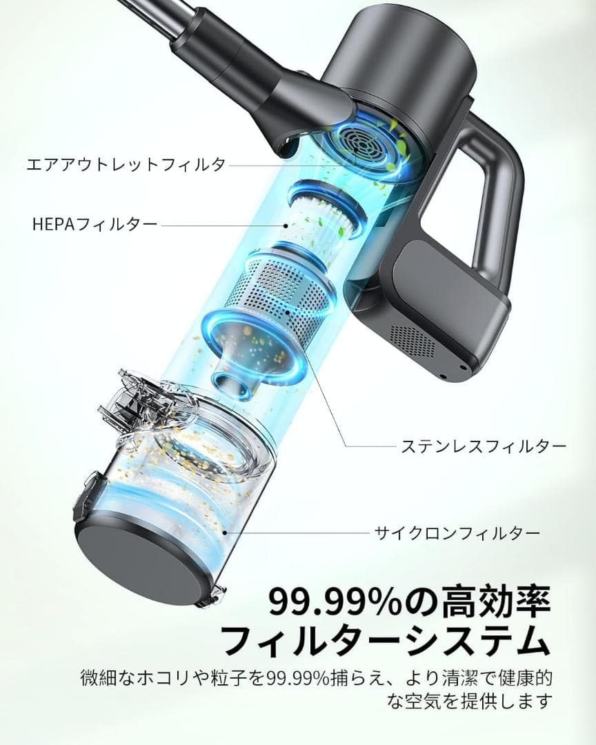 掃除機 水拭き コードレス掃除機 45000Pa 強力吸引