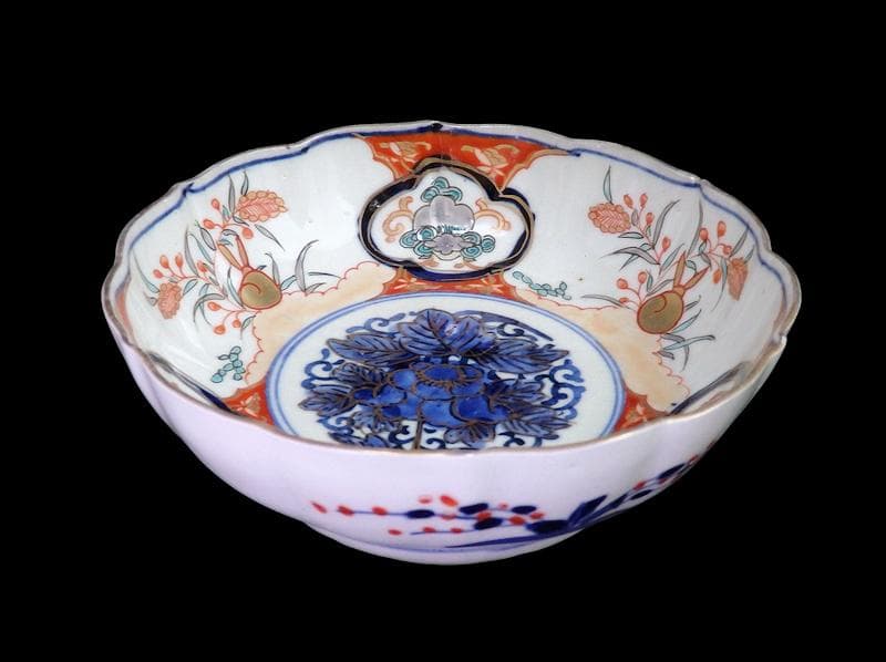 古伊万里 色絵 窓絵獅子 秋草に兎の図 膾皿 5客 D049AS-