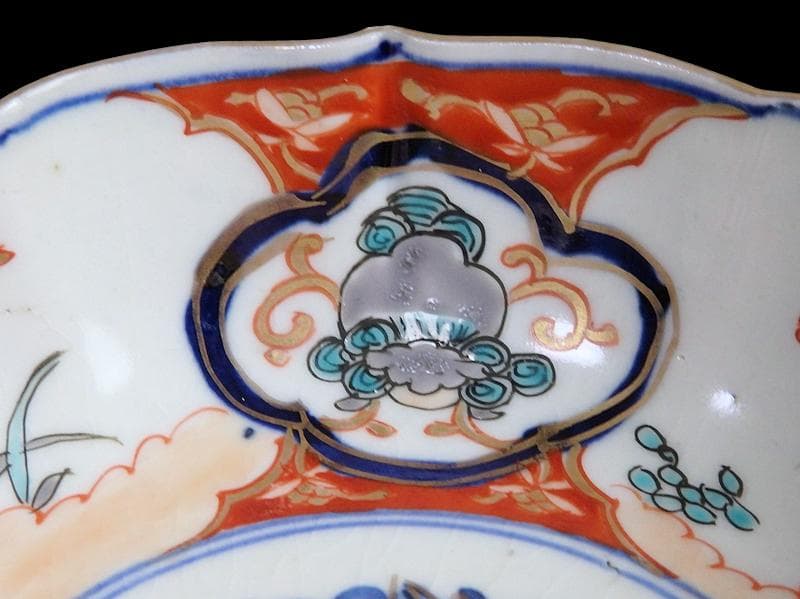 古伊万里 色絵 窓絵獅子 秋草に兎の図 膾皿 5客 D049AS-