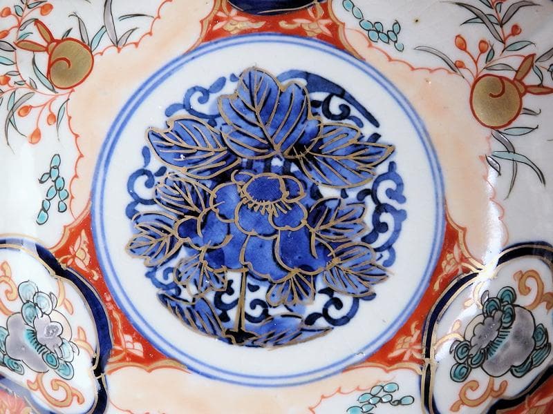 古伊万里 色絵 窓絵獅子 秋草に兎の図 膾皿 5客 D049AS-