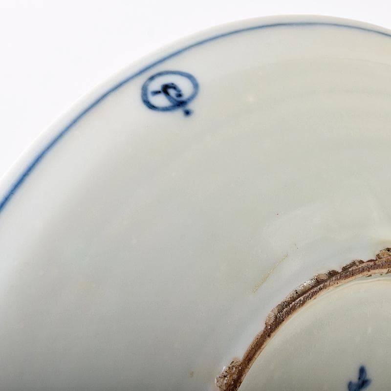 古伊万里 初期伊万里 大明成化年製款 染付 山水文 飾皿 時代箱 M R7968