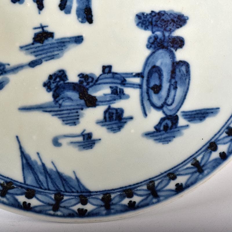 古伊万里 初期伊万里 大明成化年製款 染付 山水文 飾皿 時代箱 M R7968