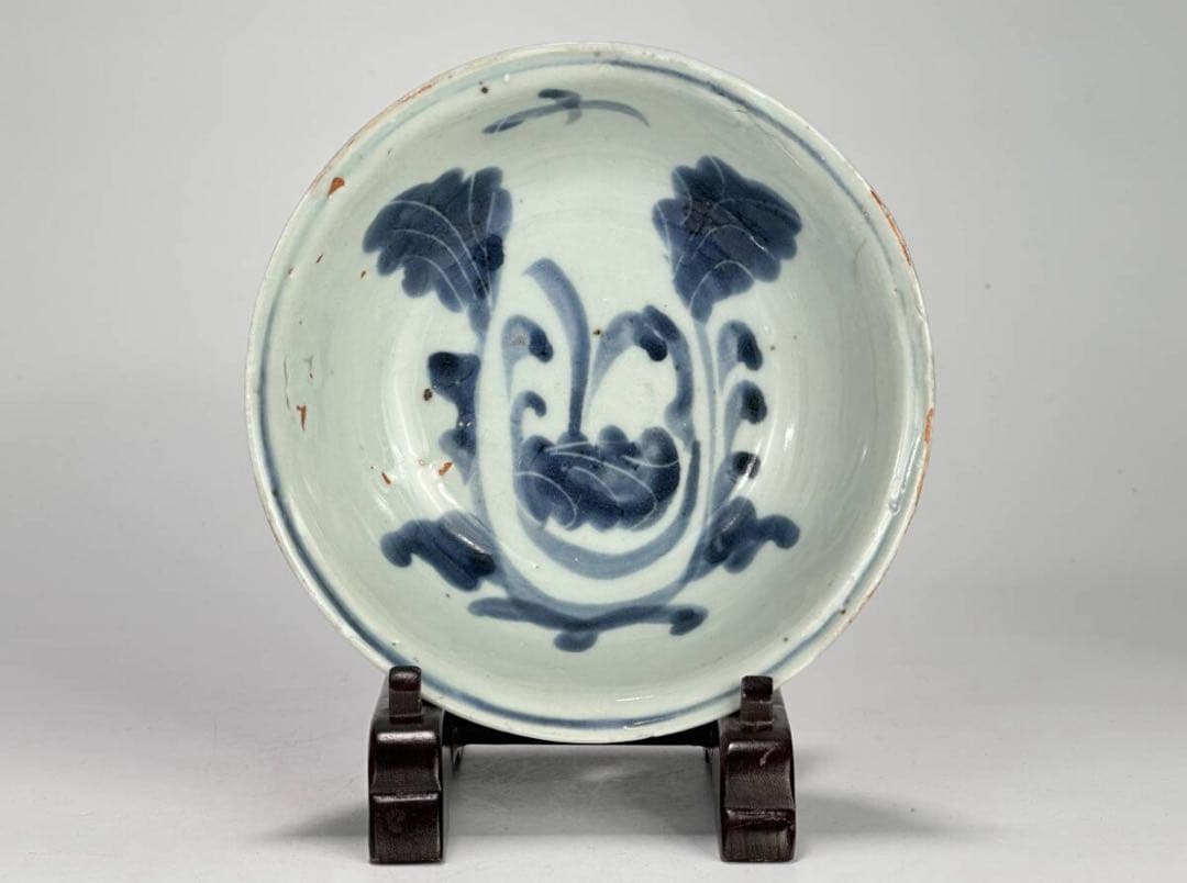 中国 明朝 古染付 ナズナ文様 魯山人 愛玩 向付 懐石 茶道 骨董 古