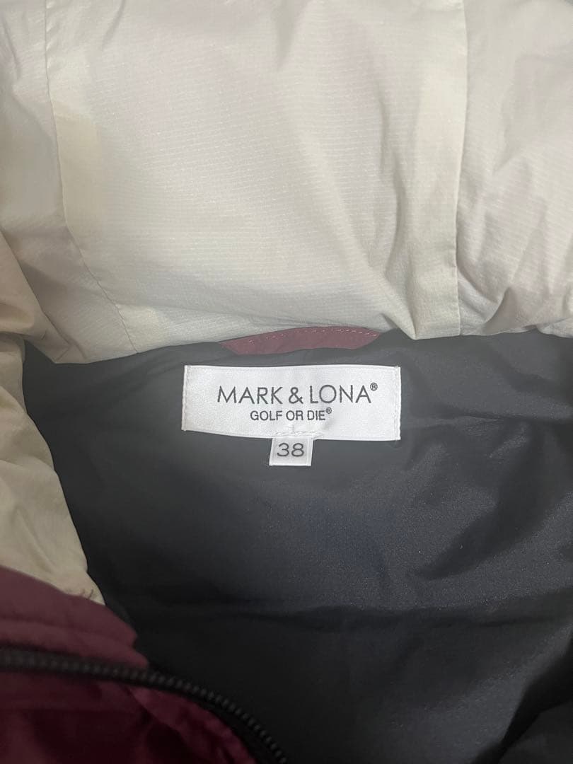 定価7.4万 MARK & LONA カモフラ ダウンベスト 38 ボルドー