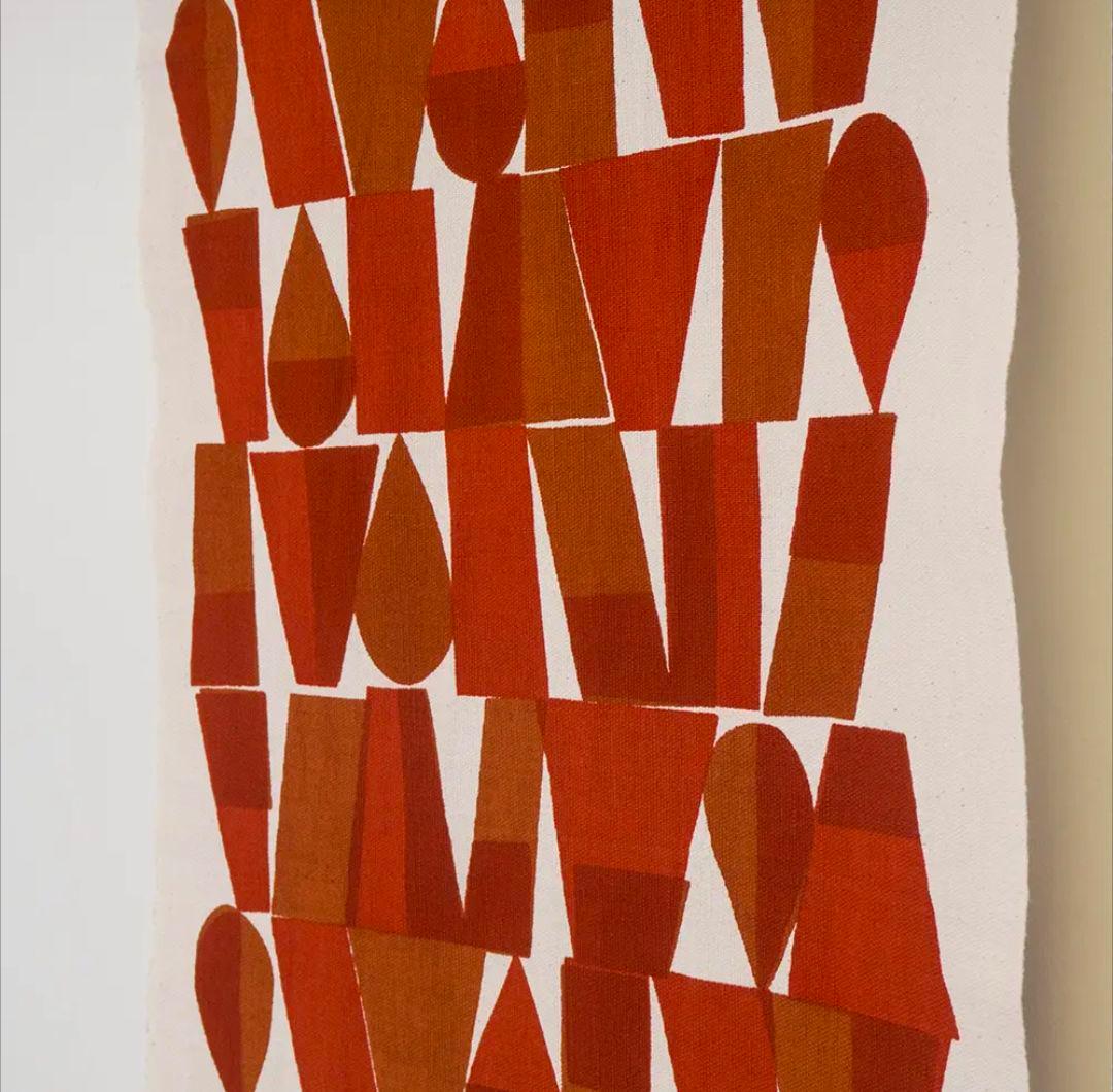 柚木沙弥郎 小巾布 「幾何文 赤」 シルクスクリーン（手捺染