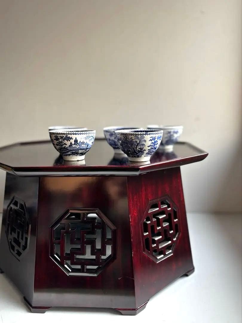 761 李朝家具 八角膳 小盤② 杏子通板 ソバン ヴィンテージ 美品