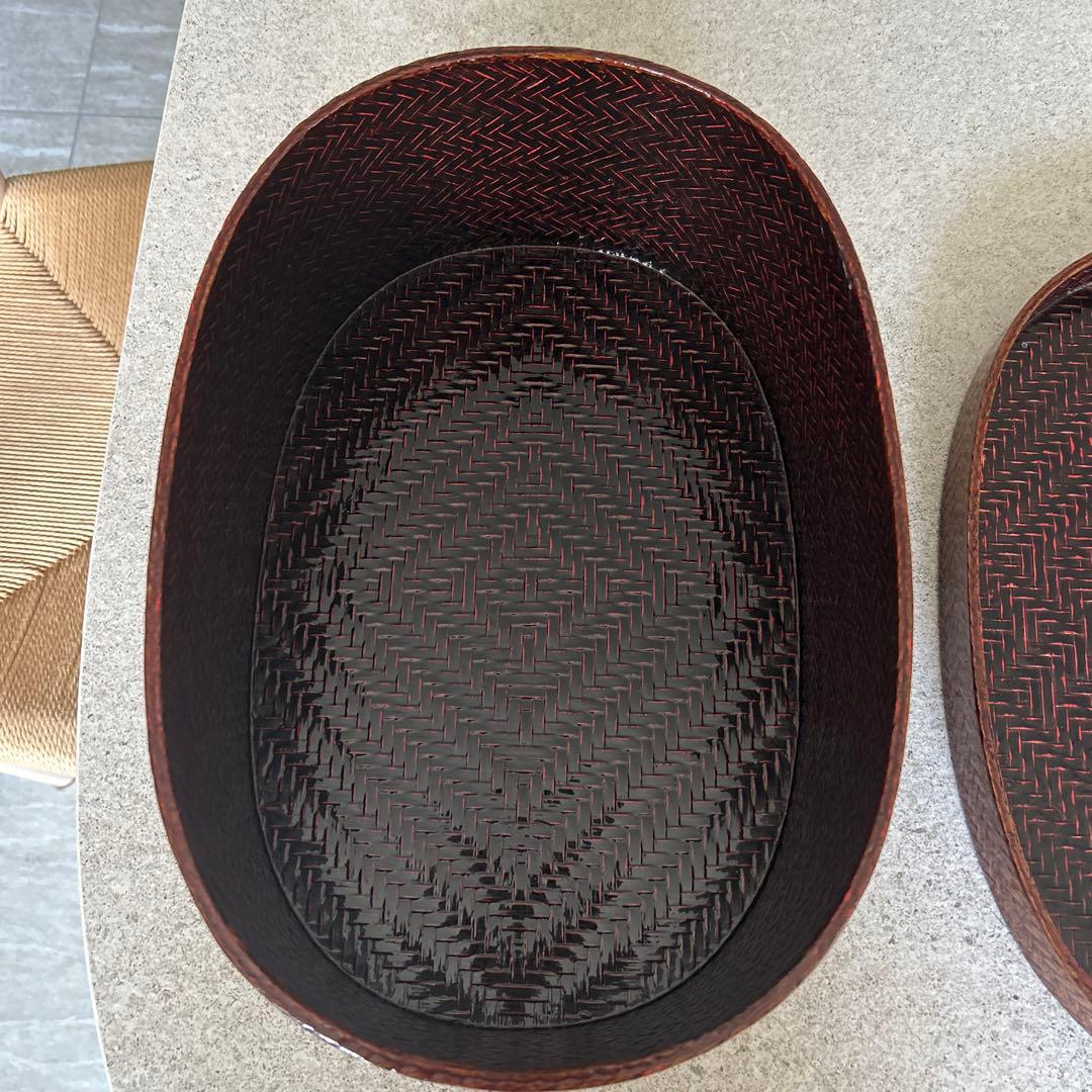 藍胎漆器　伝統工芸品　久留米　らんたい漆器　鎌倉彫茶櫃　2点おまとめ