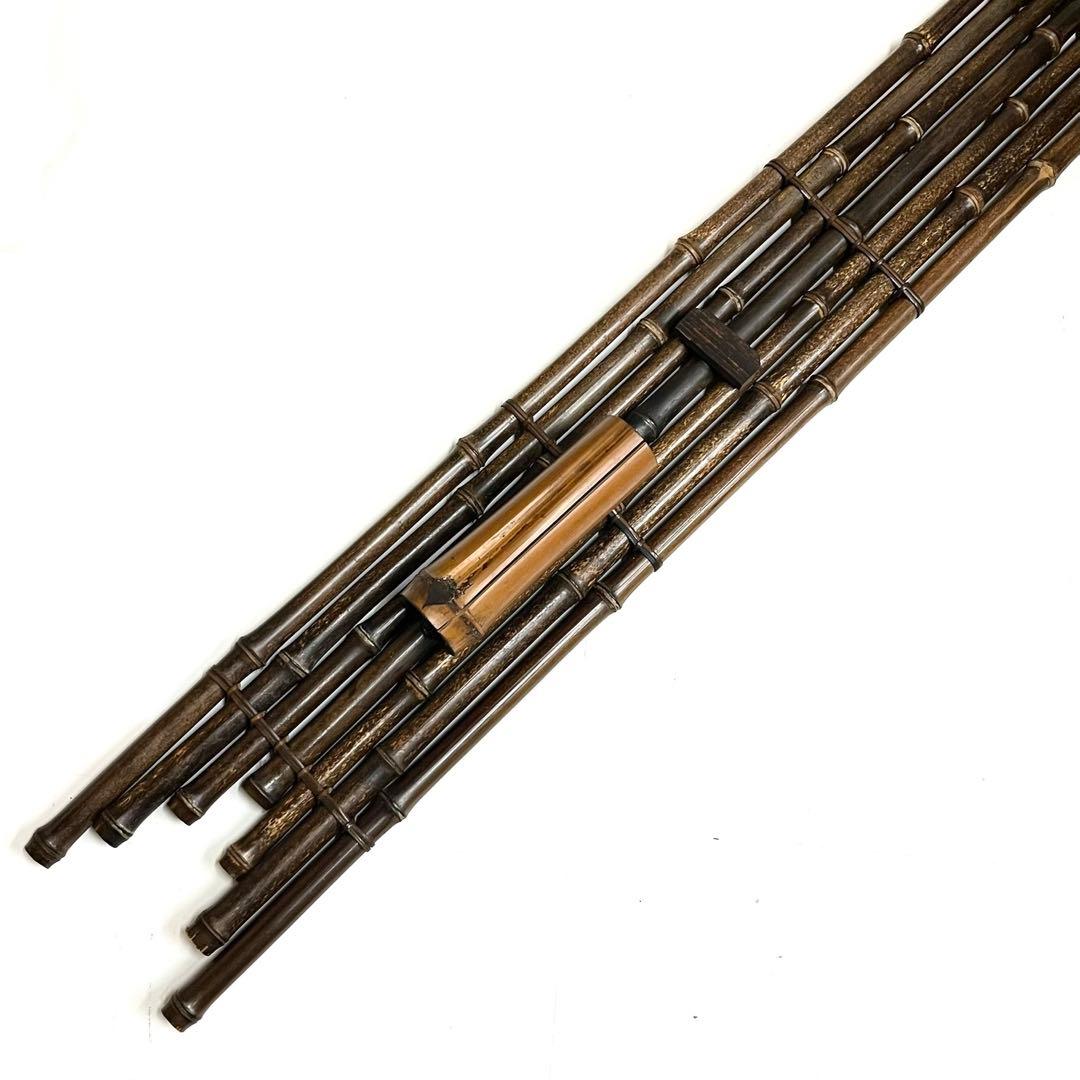 希少・時代物□黒竹 垂撥（すいはつ）7本組・掛け花器・茶道具・竹