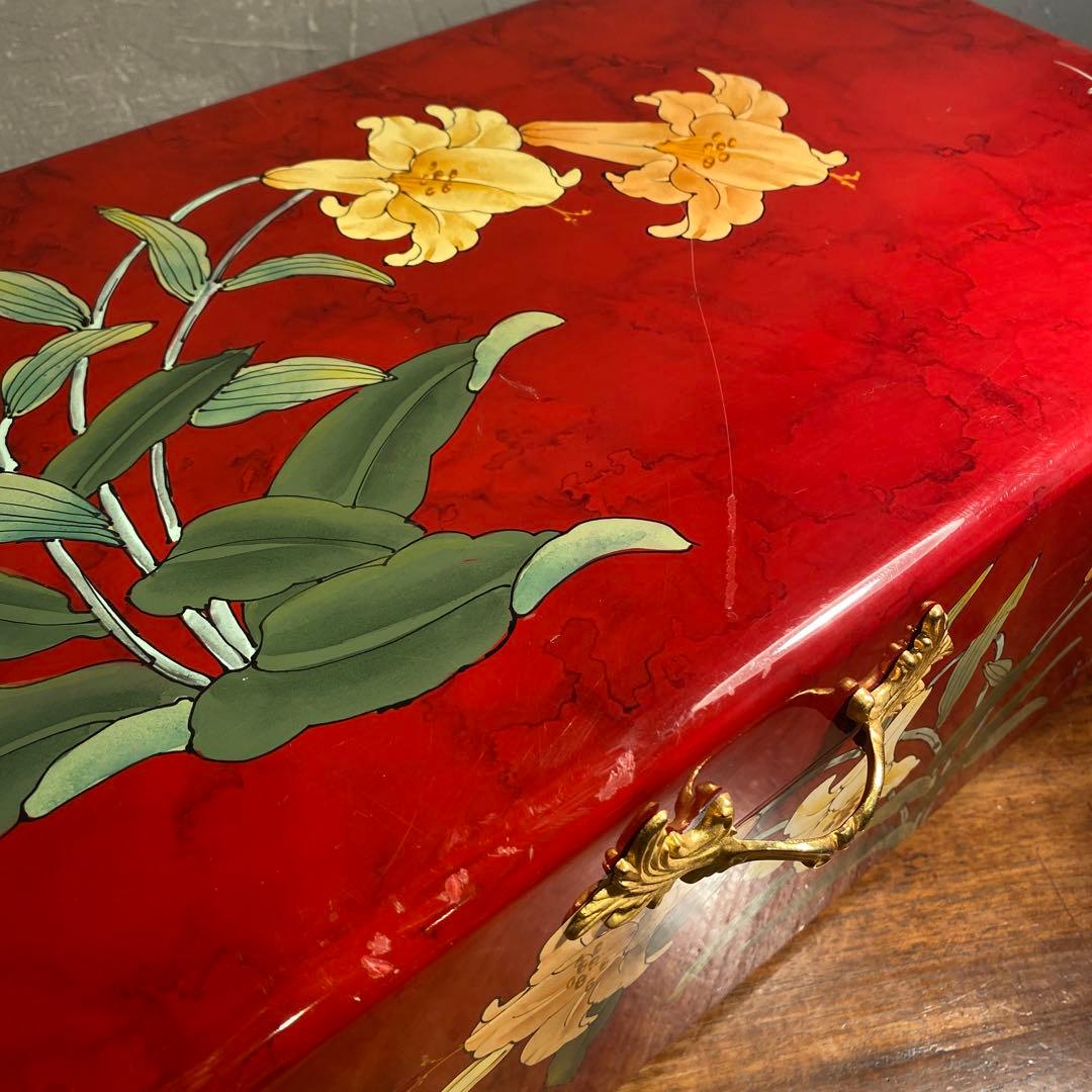 シノワズリ 二段収納箱 花柄 高級品 宝箱 ボックス インテリア