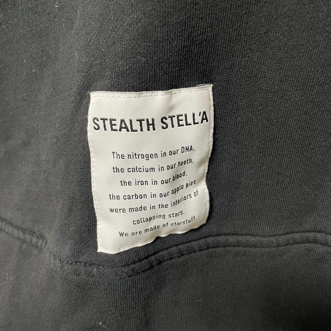 ステルスステラ 異素材ドッキングパーカー チェックシャツ アシンメトリー 黒