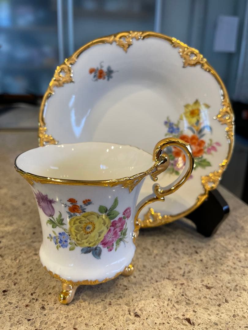 アール・ヌーヴォー様式 鶴絵のカラフェ 銀の装飾付き