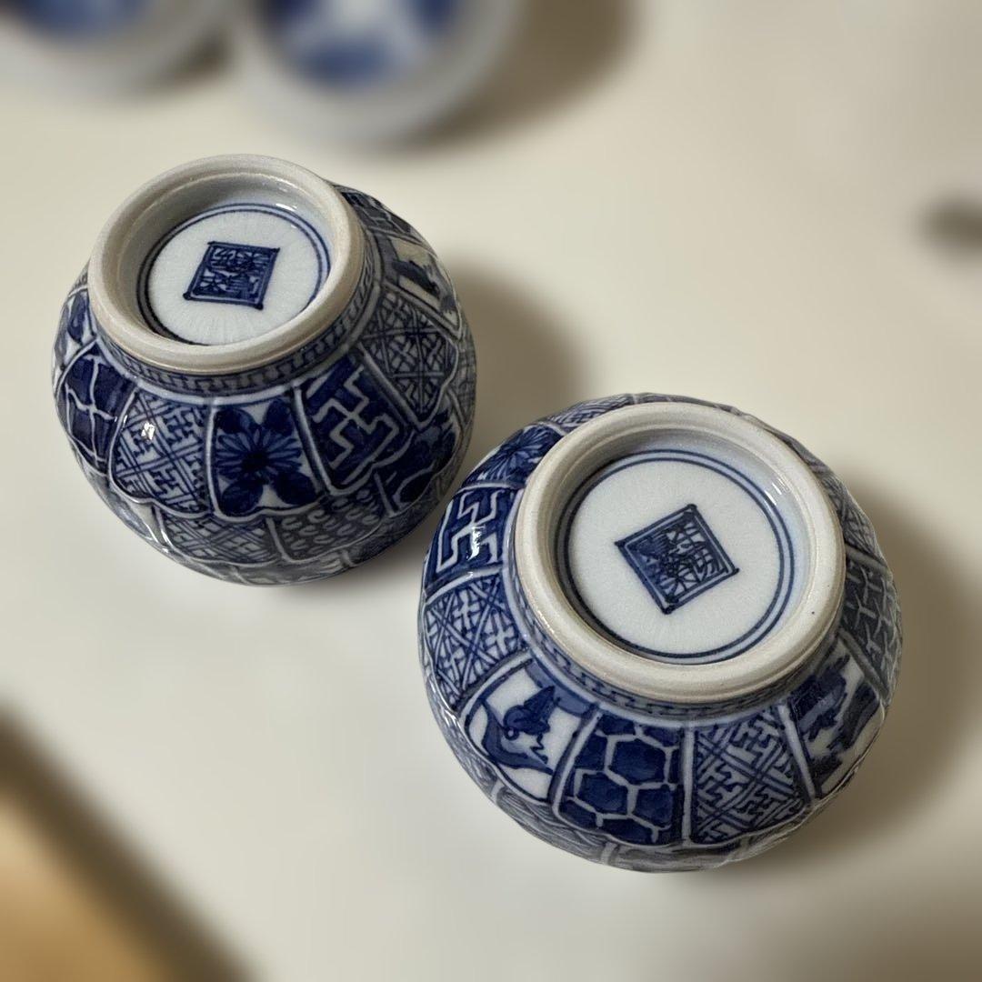 未使用 清水焼 京焼 平安壹楽造 湯呑み 蓋付 5客組 染