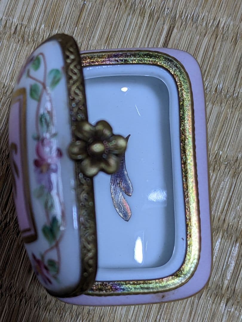 ♢リモージュ フランス製 デュバリー磁器 4足トリンケットボックス