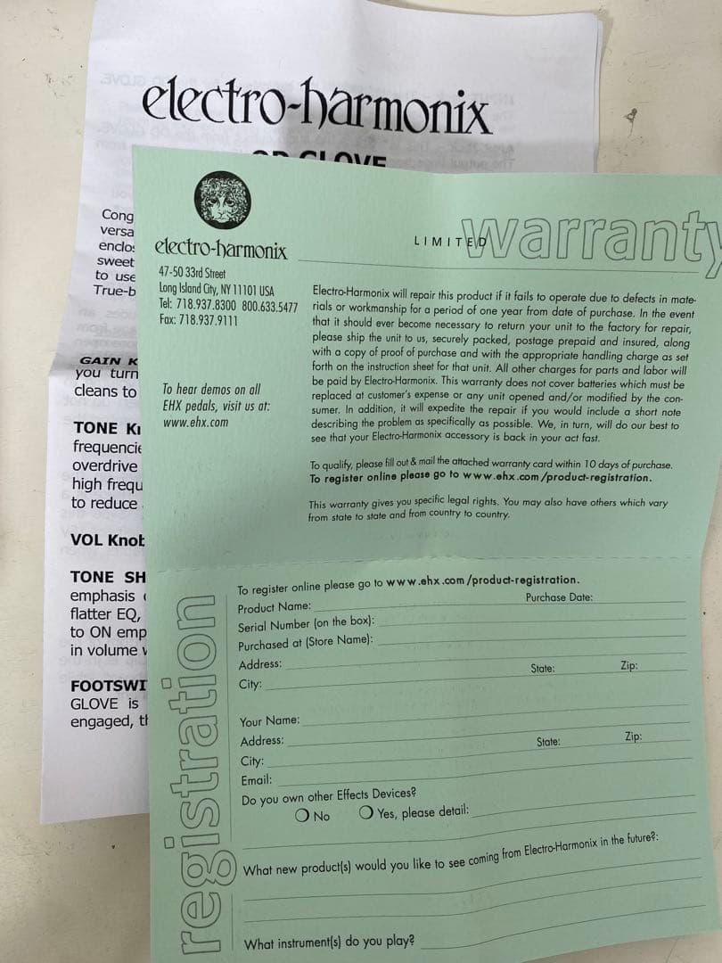 【特典有】electro-harmonix GLOVE 【美品】