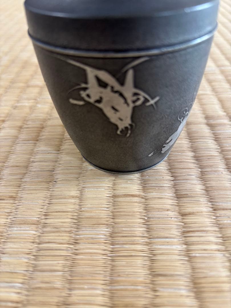 煎茶道具 錫製 林亭瑞製 茶入 茶心壺 細かい装飾 286g 幅7×高10