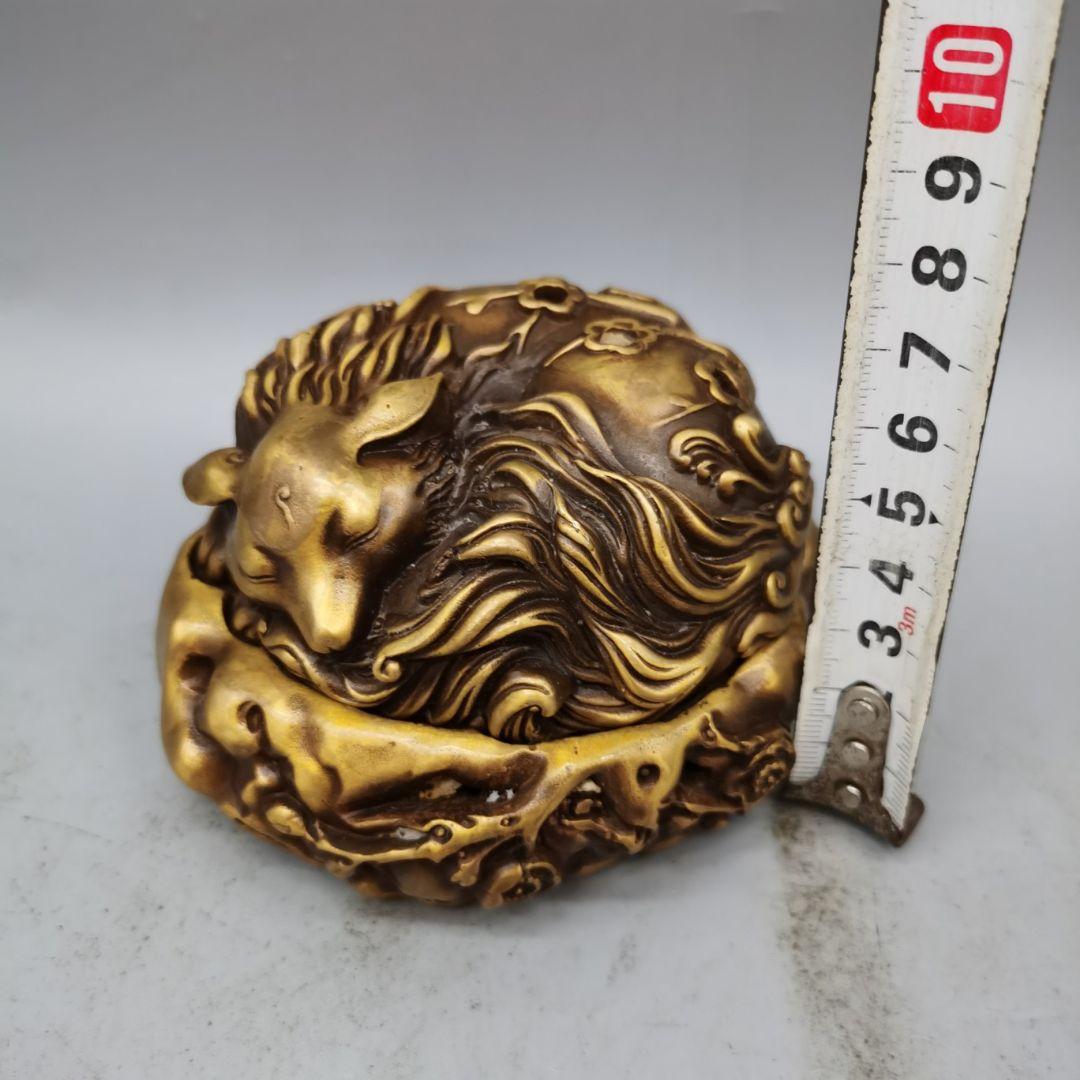 銅製 梅花狐香炉 吉祥九尾狐 茶室禅意薫香炉 装飾品 工芸品 置物