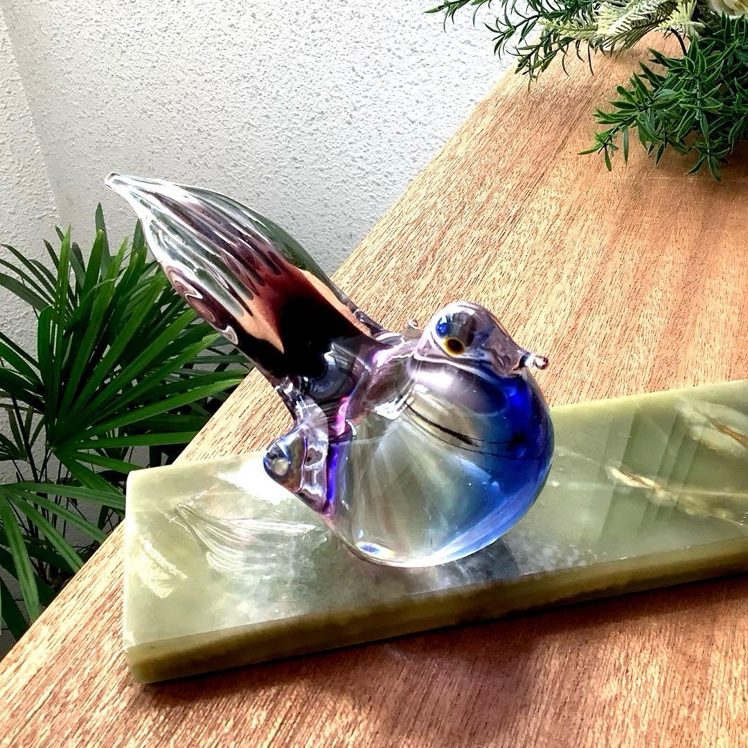 Malti Glass 【Love Birds/ラヴ バード】台座付 ガラス工芸