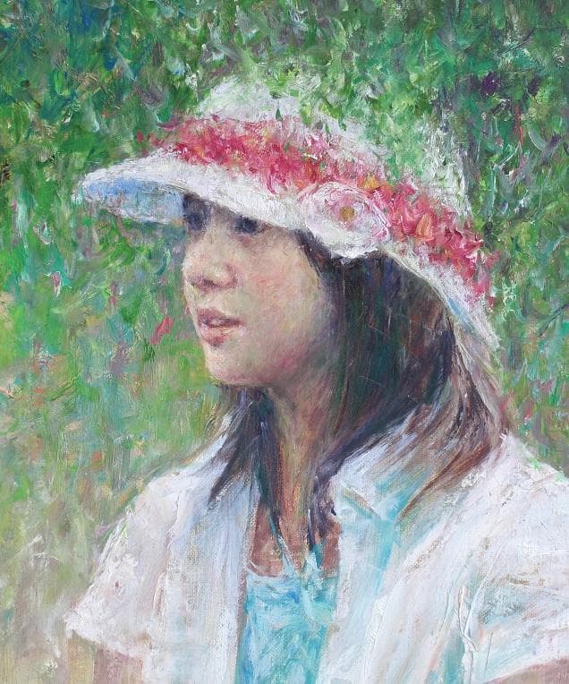 井上 司「緑陰」油彩画 F6