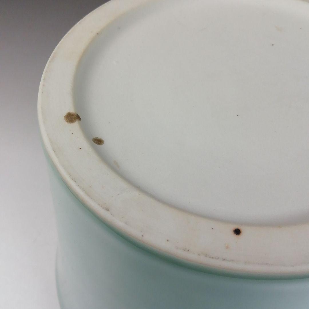 T844 水指 『末広 高麗青磁 一重口水指』『瑞豊 造』 共箱 茶道具