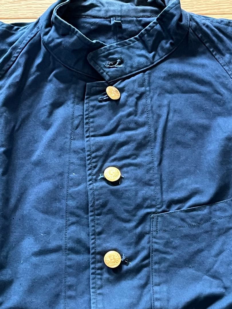 国鉄時代　ナッパ服　ネイビー ジャケット 金ボタン付き　上下セット④