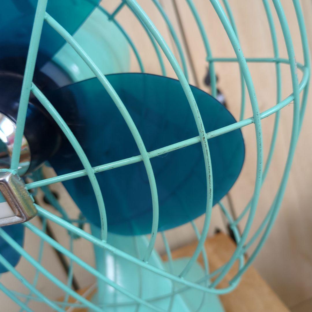 昭和レトロ 卓上扇風機 水色 3枚羽根　ビンテージ　本体リペイント　稼働　東芝