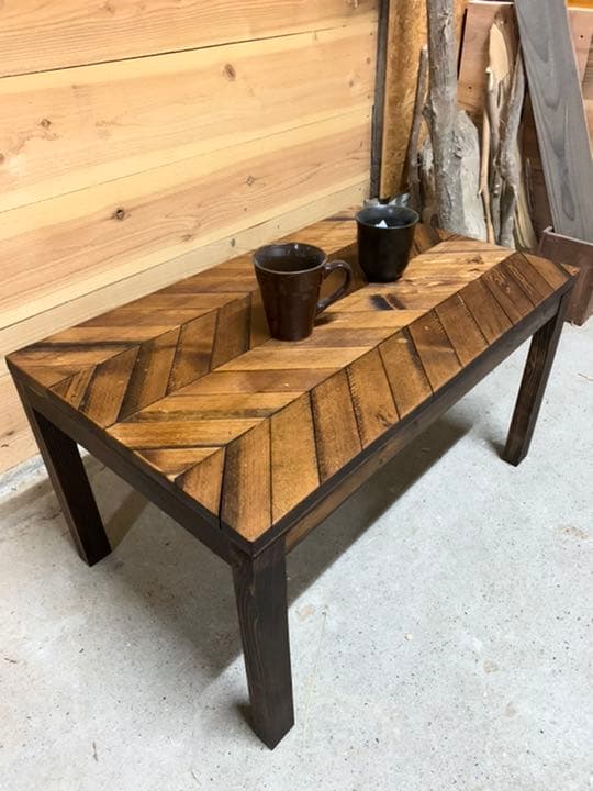 ヘリンボーン柄 ローテーブルM 最新