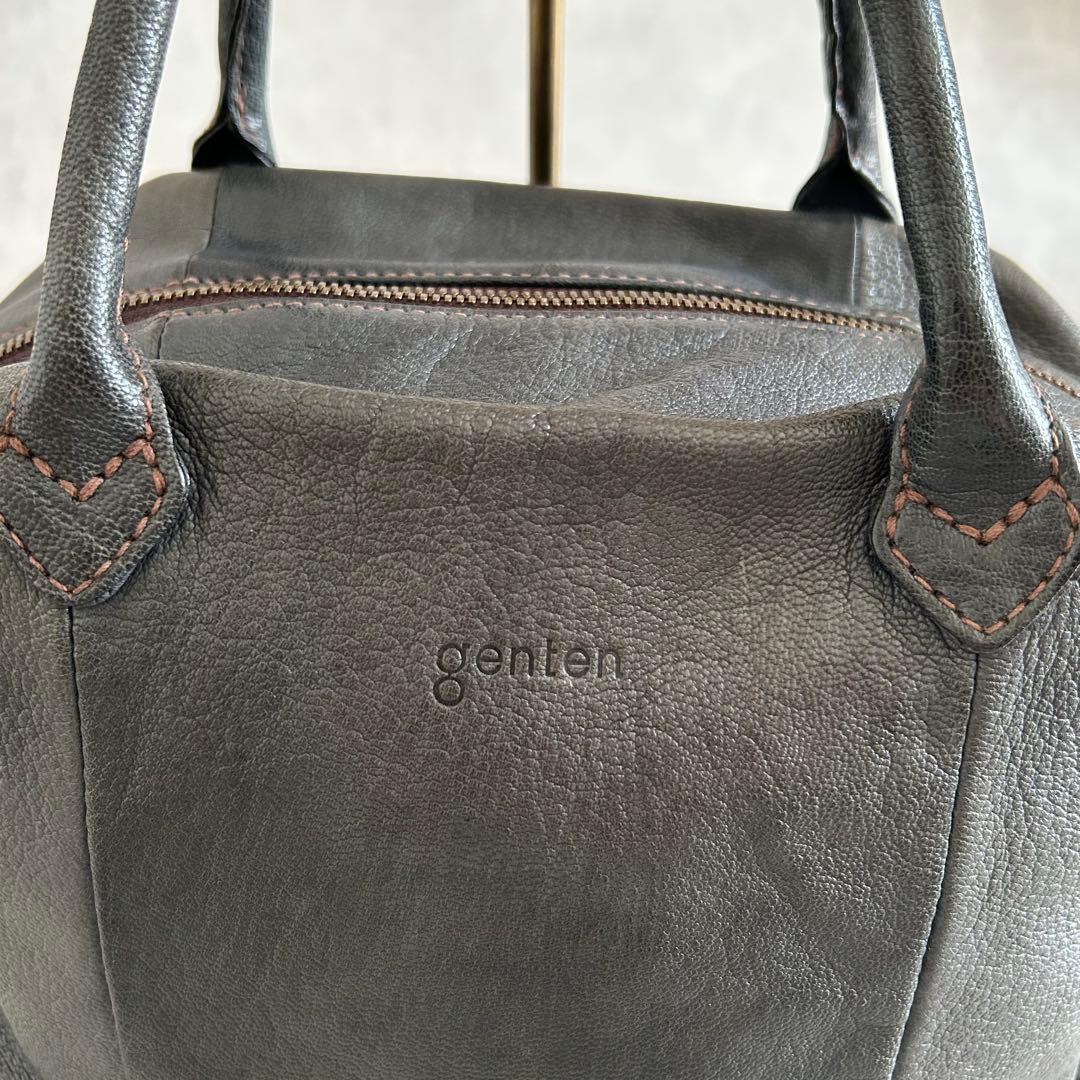 美品ゲンテン ショルダーバッグ 2way 山羊革 ゴートスキン ヌメボストン
