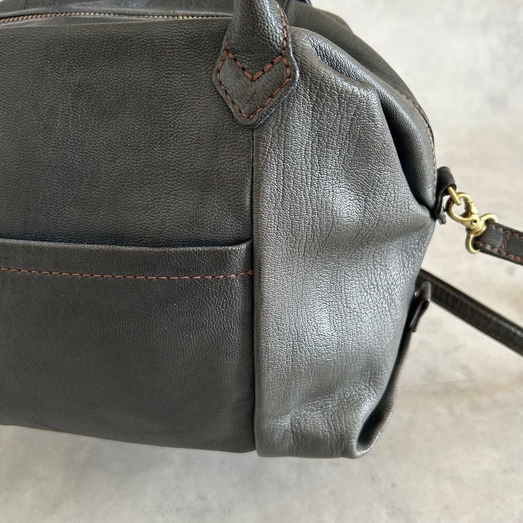 美品ゲンテン ショルダーバッグ 2way 山羊革 ゴートスキン ヌメボストン