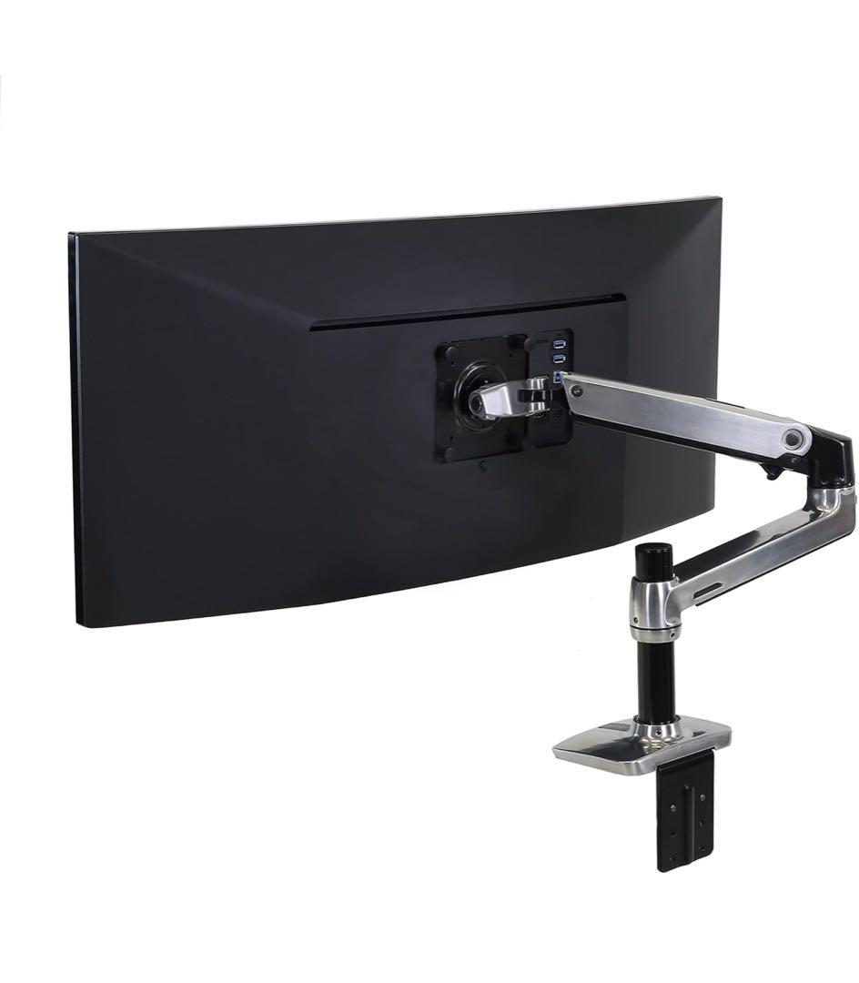 クランプ式モニターアーム シルバー SANWA SUPPLY（サンワサプライ） モニターアーム 49インチ対応