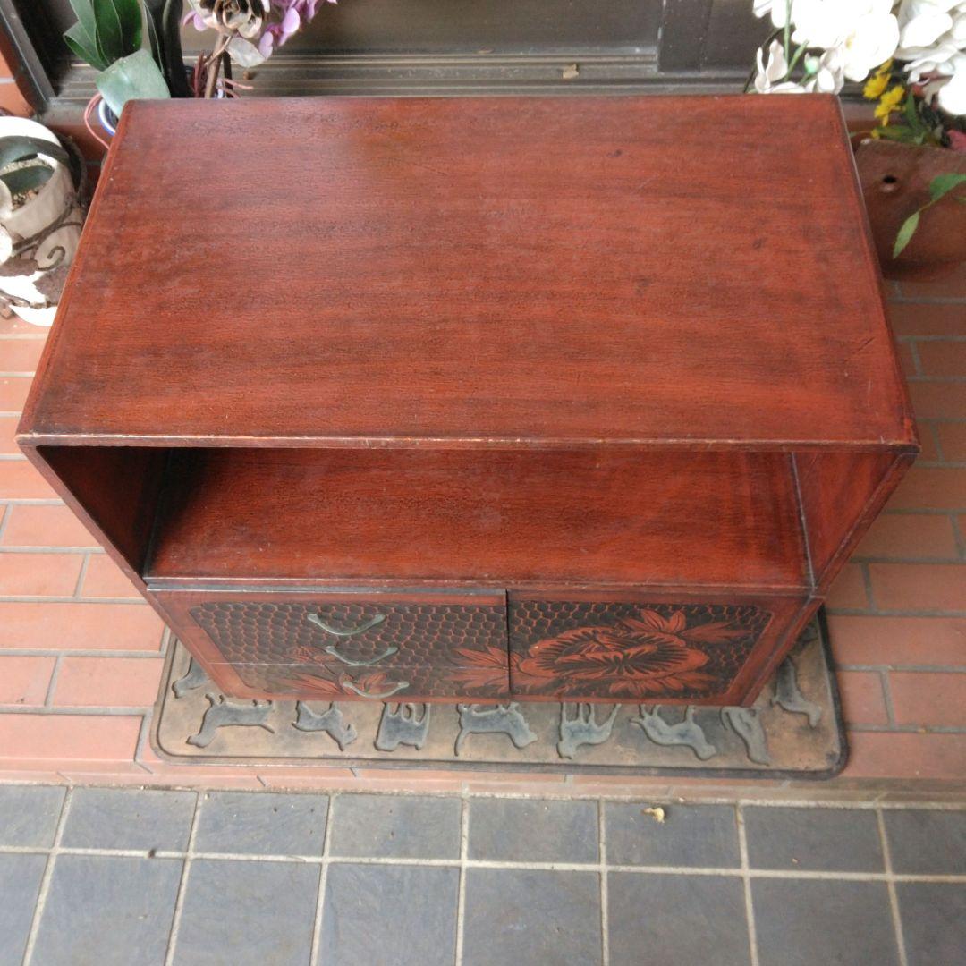 鎌倉彫の 小型 茶箪笥、整理棚 または、テレビ台 ( お正月プレゼント付き）