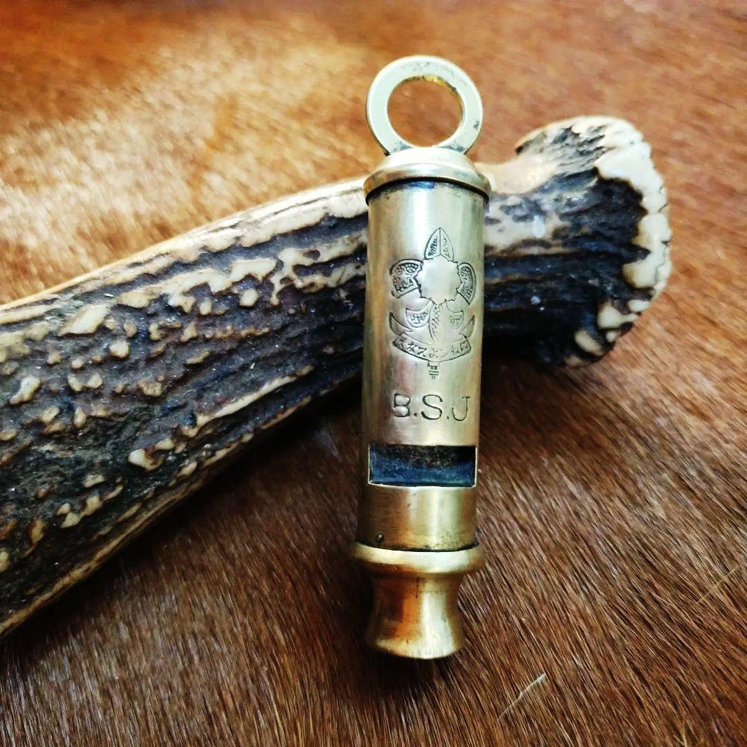 日本ボーイスカウト連盟公式ビンテージ BSJロゴ入り真鍮ホイッスル