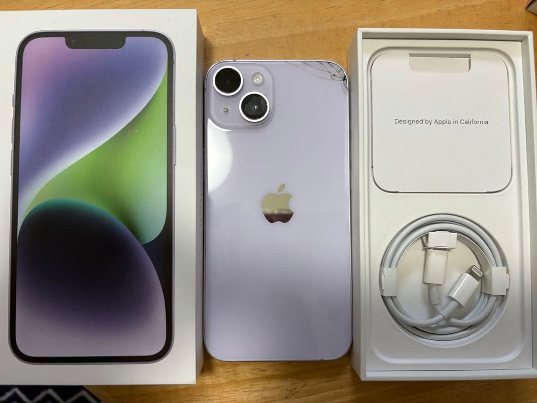 Apple iPhone 14 パープル 本体 128gb 背面ヒビ