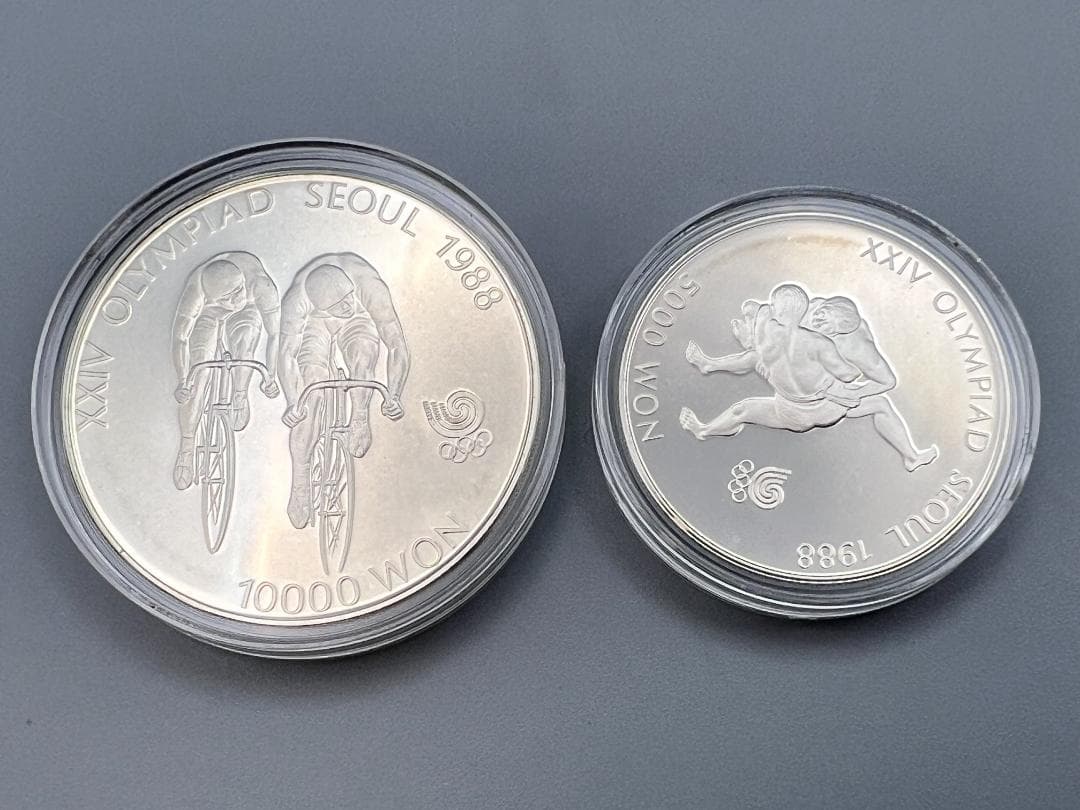 1988年 ソウルオリンピック 記念銀貨 2枚セット 重量約59g(ケース込)