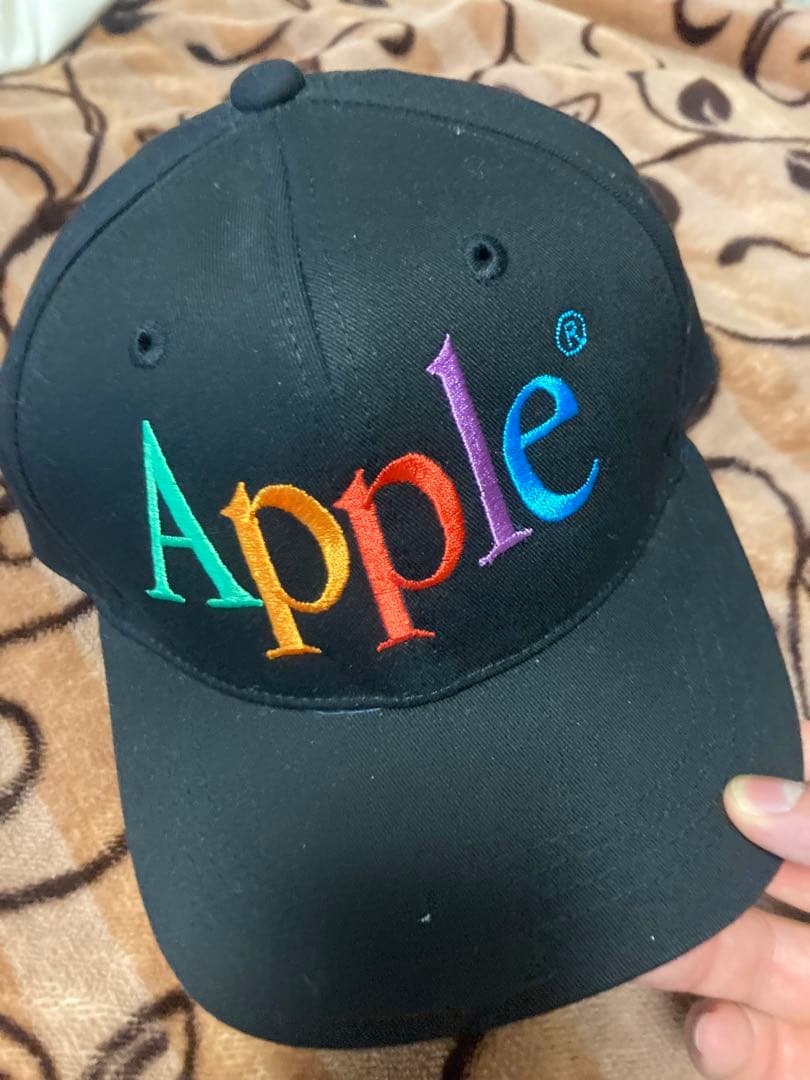 格安Apple アップルロゴヴィンテージキャップ帽子美品黒刺繍