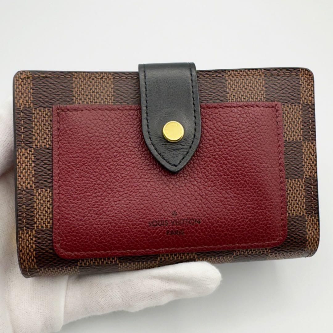 国内正規品　ヴィトン財布　ポルトフォイユ　ジュリエット　ダミエ　ボルドー　箱付き