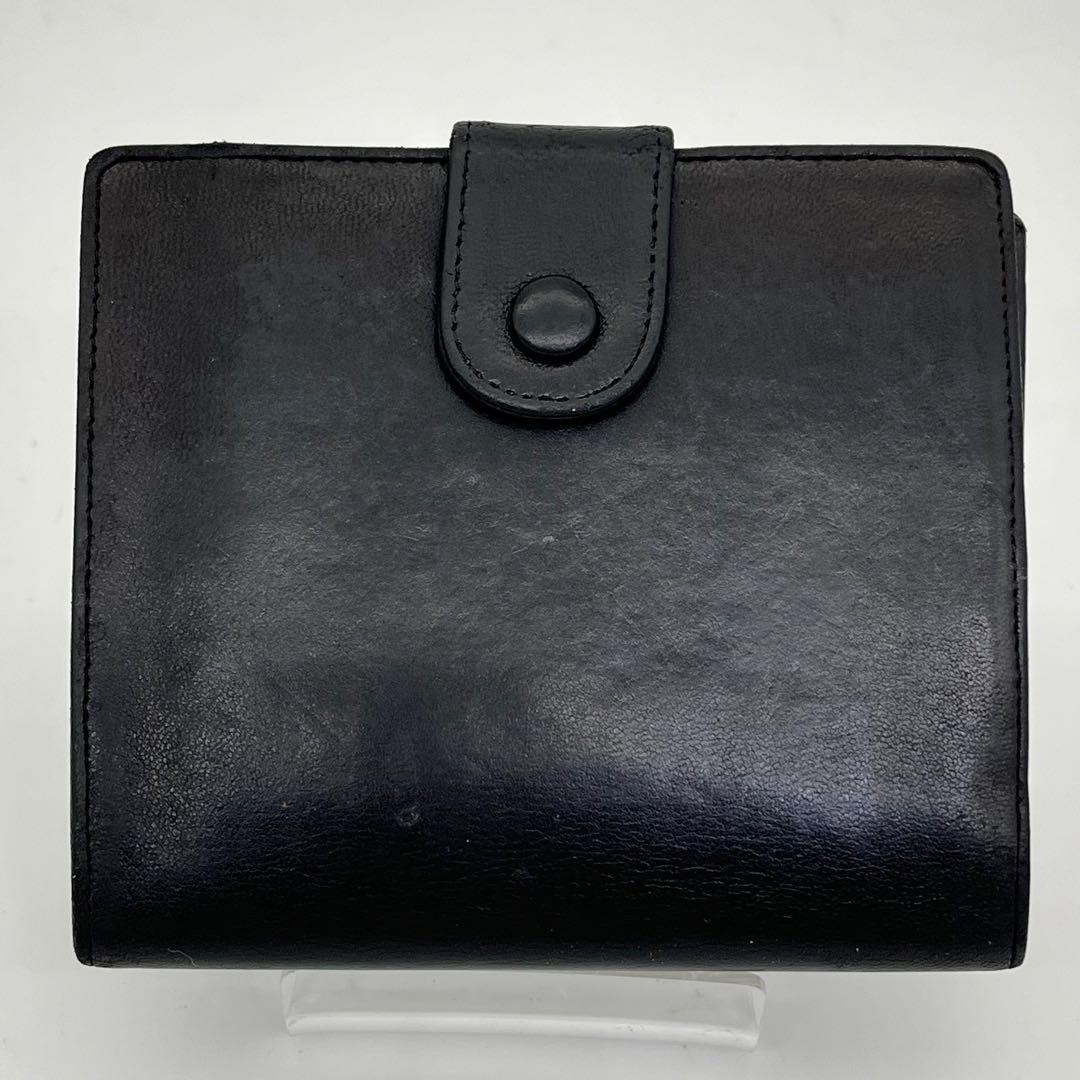 CHANEL 二つ折り財布 デカココマーク ロゴ入り ラムレザー ブラック