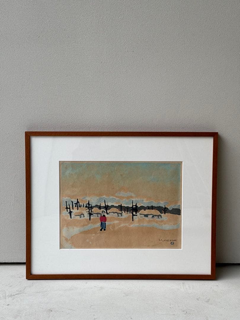 畦地梅太郎「冬の富士」木版画 1952年作 直筆サイン入り 山の版