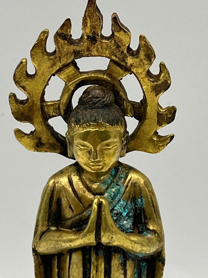 北魏時代 金銅観音菩薩立像 铜鎏金 金銅仏 唐物 仏教用品 仏像(