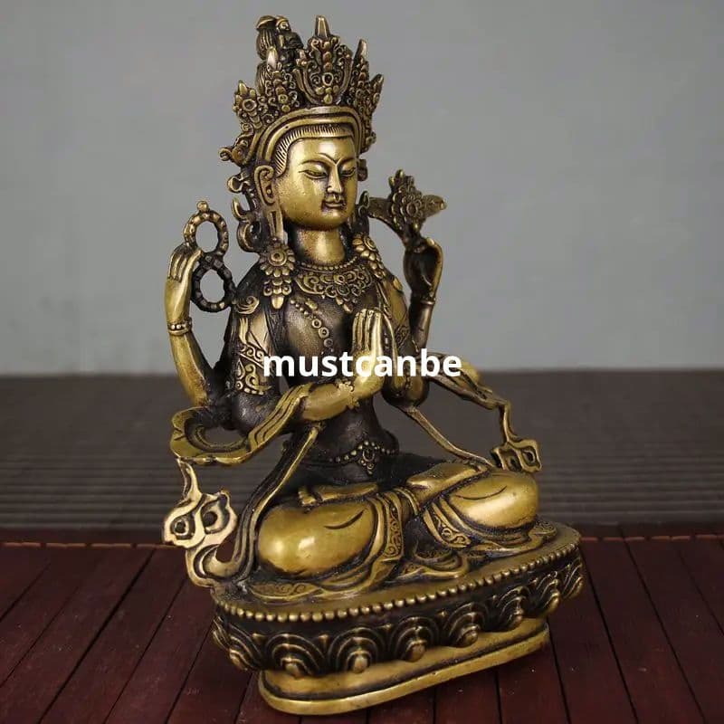 仏教美術 仏像 文殊普賢四臂観音 小仏像 銅製 銅器