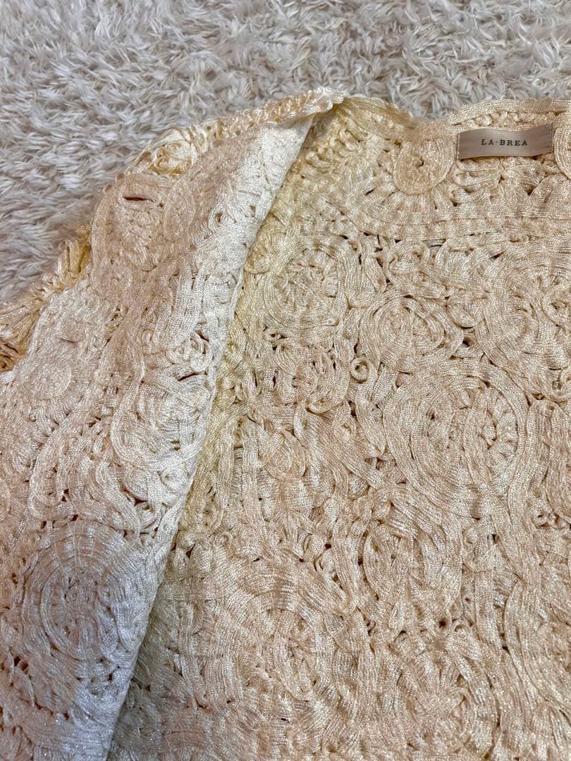 美品⭐︎MELROSE LA-BREA リボンヤーンレースセットアップ　花モチーフ