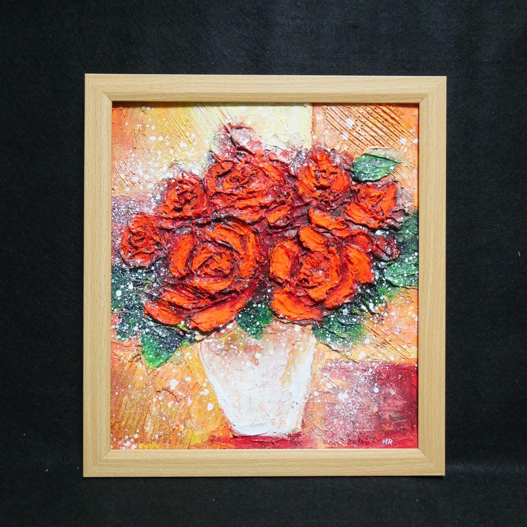 油絵 油彩 油彩画 絵 絵画 【赤い薔薇】