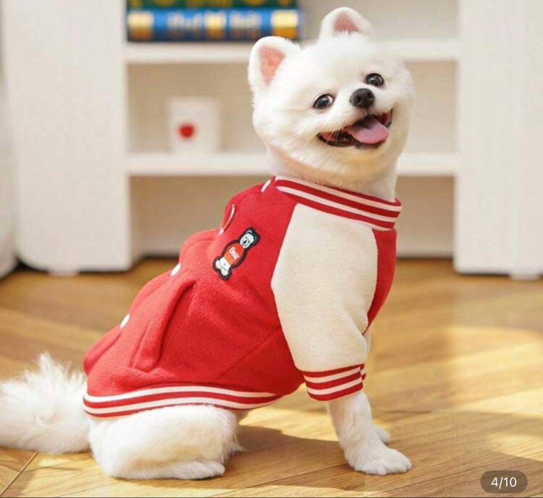 Lサイズ スタジャン風トレーナー ドッグウエアー 犬服 小型犬 レッド赤