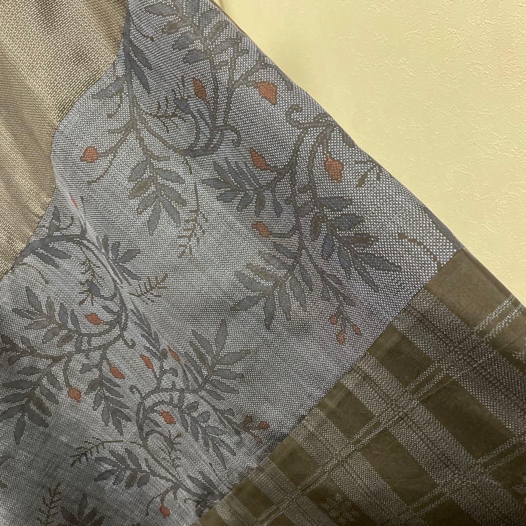 着物ワンピーステントラインロング丈《9》大島紬や紬等(7マルキ含)Mサイズくらい