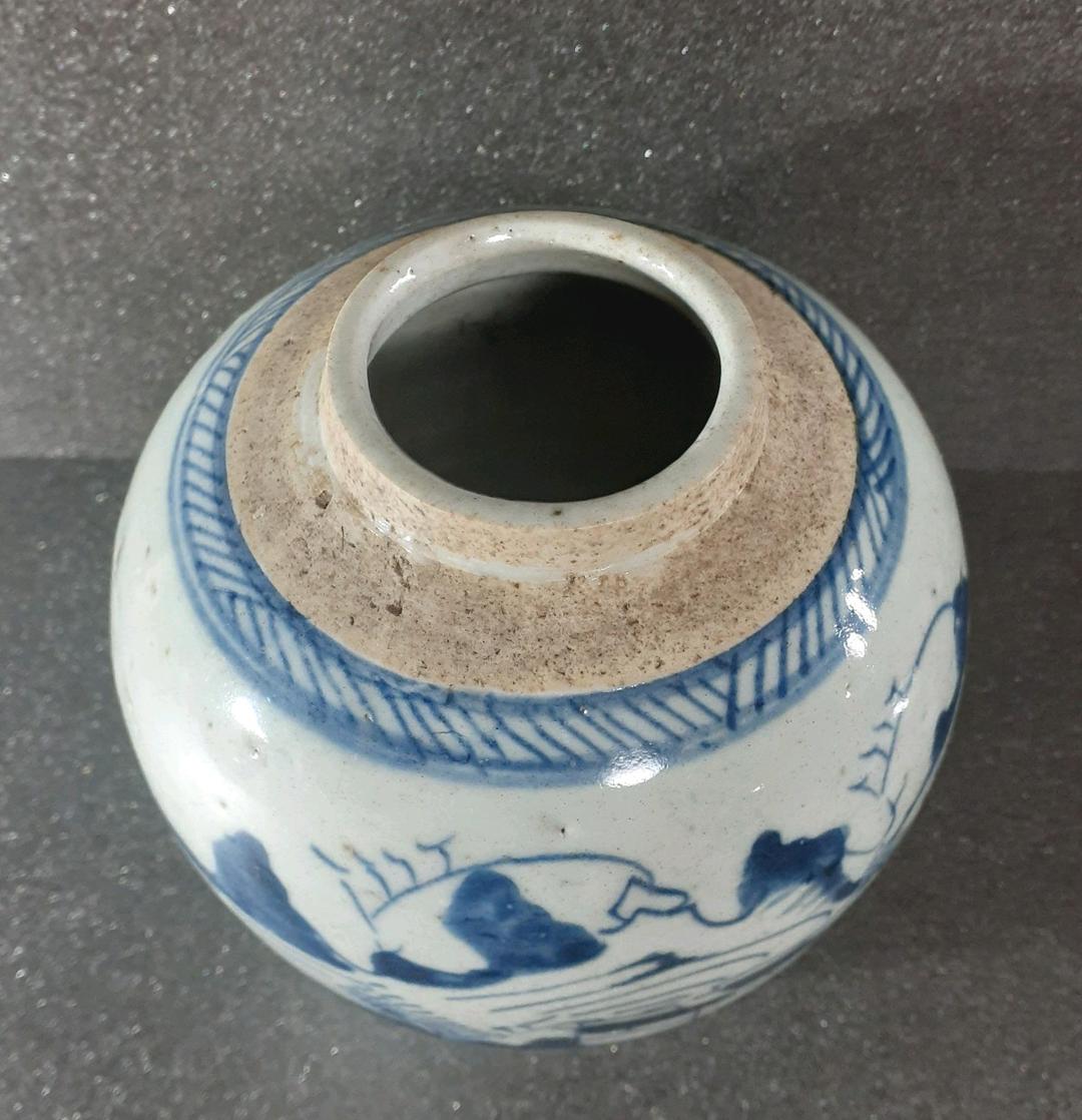 中国古美術 中国古陶磁器 古玩 清朝民窯 青花 山水図 茶壺 茶罐