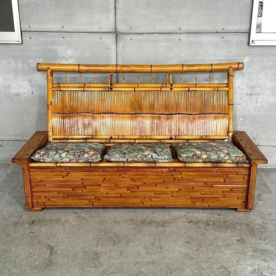 ✿伝統工芸✿ 和風竹家具 “梅里竹芸” 3人掛けソファ アジアン家具