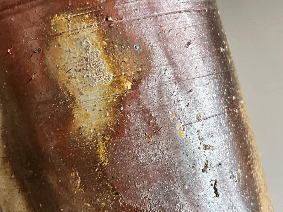 人間国宝　藤原啓　耳付窯変花入 　M336