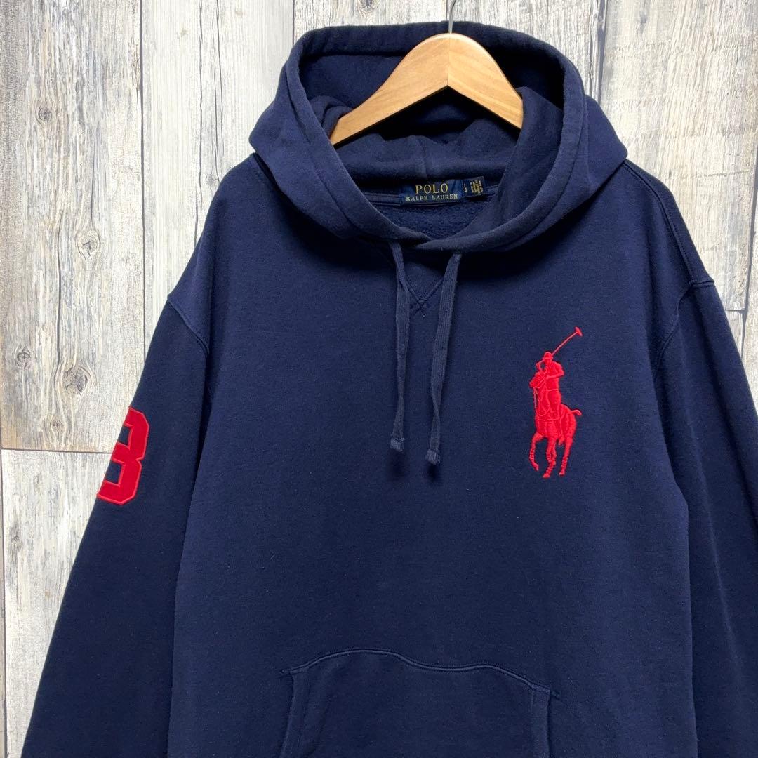 ポロ ラルフローレン ビッグポニー刺繍 プルオーバー パーカー ネイビー L