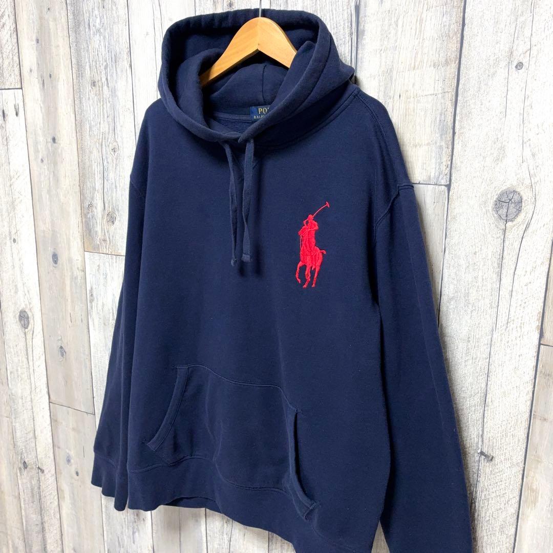 ポロ ラルフローレン ビッグポニー刺繍 プルオーバー パーカー ネイビー L
