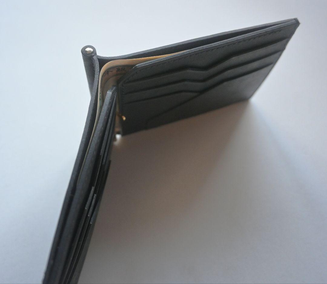 マネークリップ【ブラック】　イタリアンレザー　マルゴー　二つ折り財布